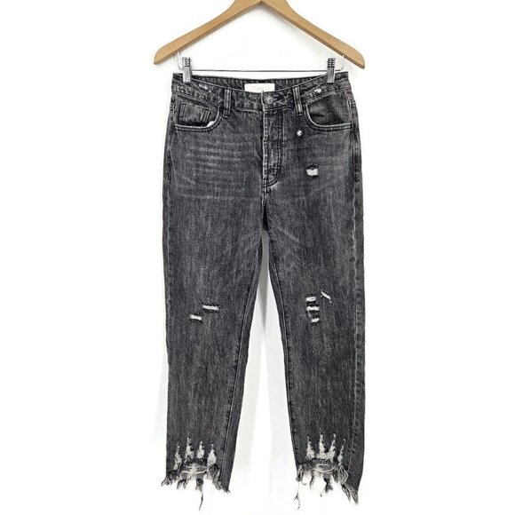 One Teaspoon Denim - New One Teaspoon Truckers Jeans Womens 25 Black Mid Waist Distressed